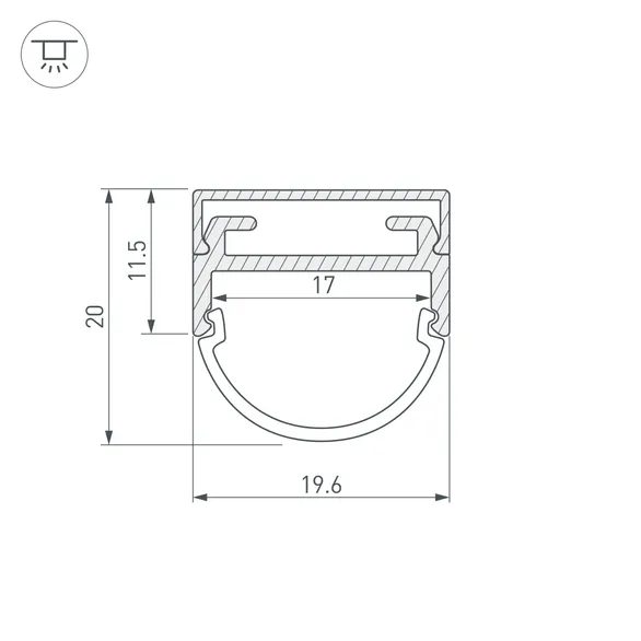 Профиль ARH-WIDE-B-H20-2000 ANOD (Arlight, Алюминий)