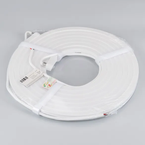 Светодиодная лента герметичная MOONLIGHT-SIDE-A140-12x17mm 24V White6000 (9.6 W/m, IP67, 5m, wire x2) (Arlight, Вывод кабеля боковой)